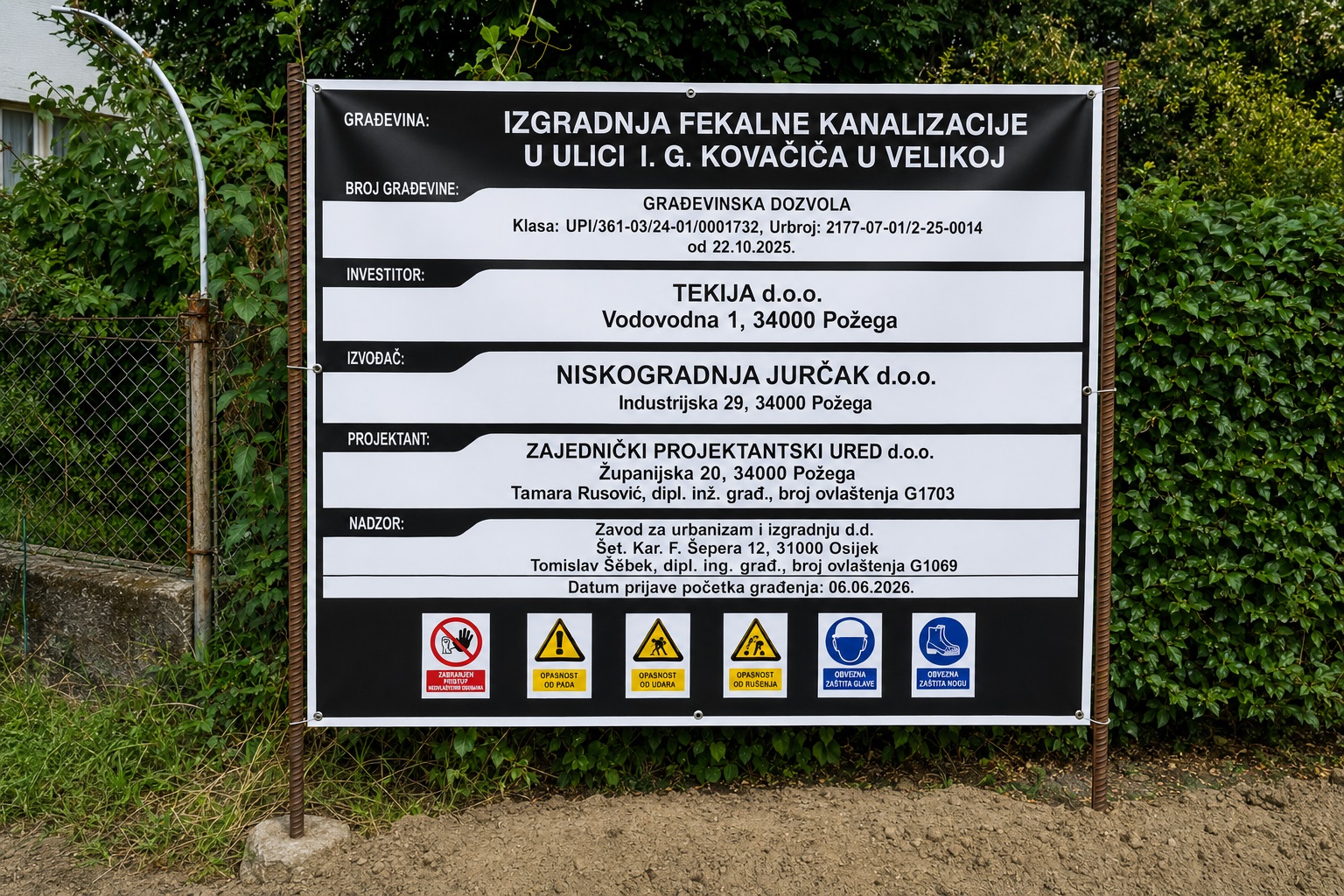 Izgradnja fekalne kanalizacije u Ulici Ivana Gorana Kovačića u Velikoj